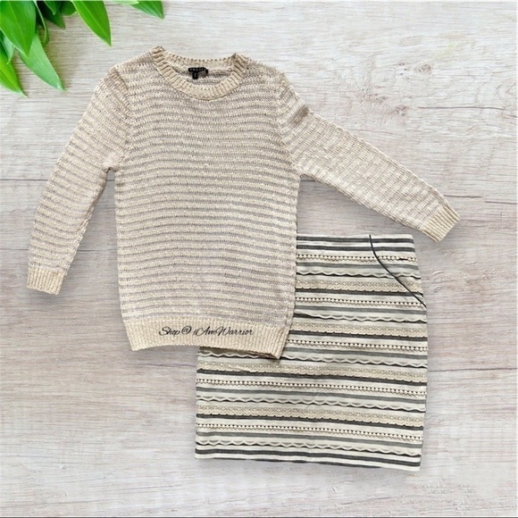 Theory cotton/linen blend open weave nubby striped crewneck sweater - Picture 2 of 8